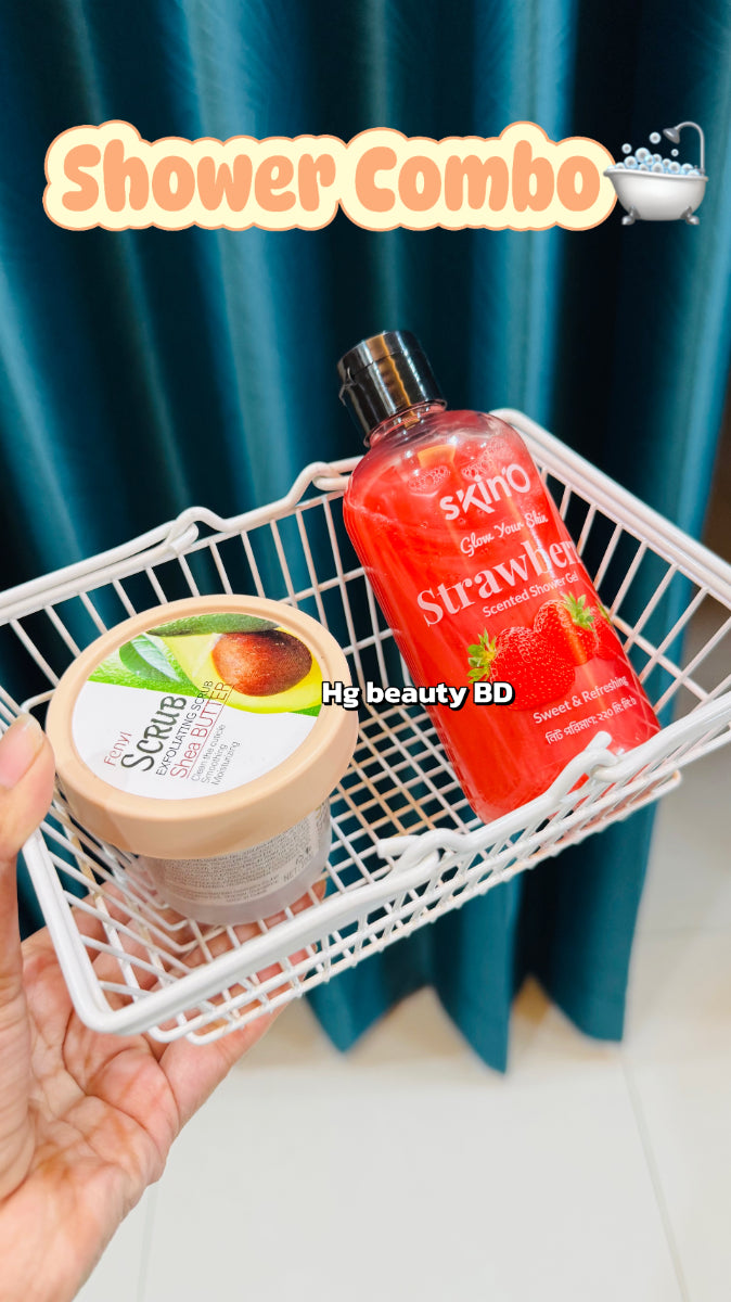 SkinO Strawberry Scented Shower Gel & Body Scrub Combo
